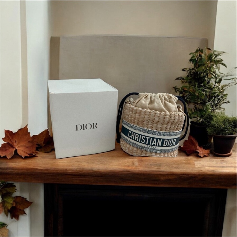 Christian Dior Mini Woven Basket Bag with Drawstring
